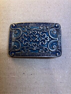 Vintage-Inspired Blue and Silver Rectangular Belt Buckle